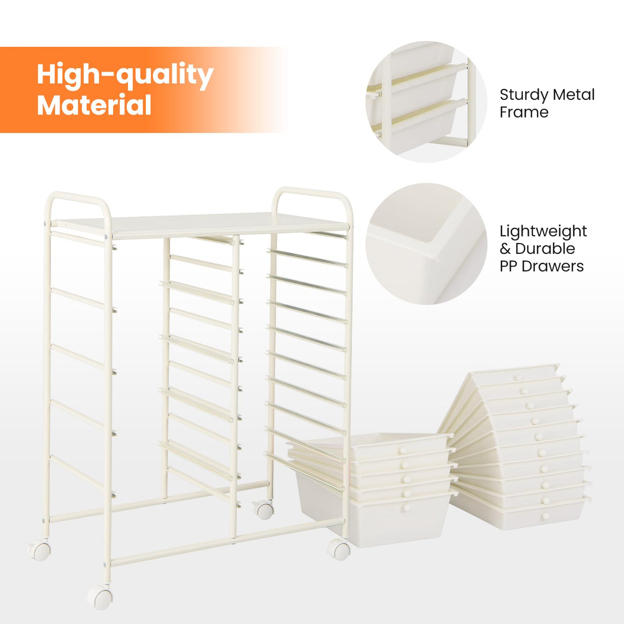 Giantex 15 Drawers Rolling Cart, Classroom Organizers, Storage Cart with Wheels, for Teacher Office Home School Supplies Tool Craft Art Paper Giantex