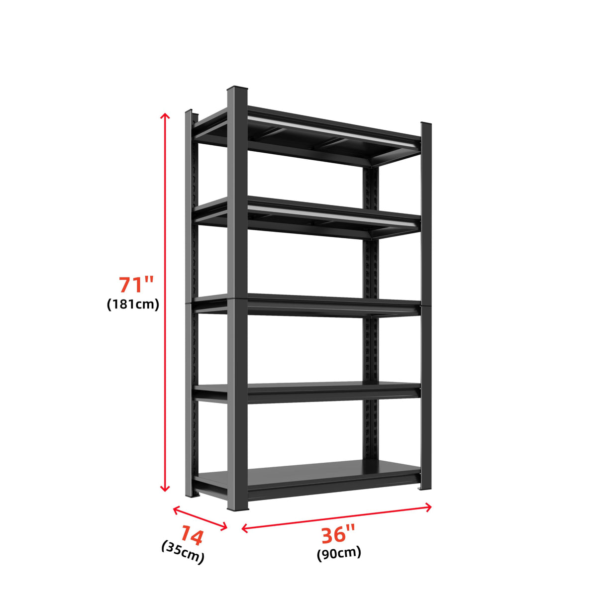 Notmise 5-Tier Garage Shelving, Heavy Duty Adjustable Metal Storage Shelves Unit, Steel Shelf, 2000 lbs Capacity, Industrial Shelves for Heavy Tools and Equipment (71" H x 36" W x 14" D) Notmise