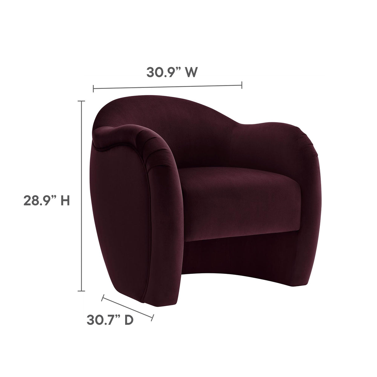 Modway Compose Barrel Chair with Performance Velvet Fabric in Mulberry – Upholstered Accent Armchair with Curved Backrest – Cozy Lounge Chair for Reading – Round Comfy Single Sofa Club Chair Modway