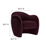 Modway Compose Barrel Chair with Performance Velvet Fabric in Mulberry – Upholstered Accent Armchair with Curved Backrest – Cozy Lounge Chair for Reading – Round Comfy Single Sofa Club Chair Modway