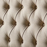 AMERLIFE King Size Transitional Solid Wood Bed Frame with Upholstered Tufted Headboard AMERLIFE