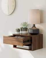 Floating Nightstand, Small Modern Floating Nightstand with Drawer, Floating Shelves for Bedroom, Bathroom (Brown Walnut) Aienvey