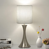3 Way Touch Control Table Lamp, Dimmable Bedside Desk Lamp with Metal Base Modern Nightstand Lamp Stylish Grey Shade Simple Side Table Lamp for Bedroom, Living Room, Office or Den LED Bulb Included Seaside village