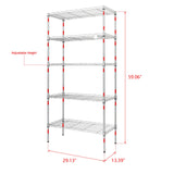 WEI WEI GLOBAL 5-Tier Metal Wire Shelving Unit, Adjustable Utility Storage Standing Rack Organizer Cabinet for Garage Laundry Bathroom Kitchen Closet -29" W x 13" D x 59" H, Silver Gray WEI WEI GLOBAL