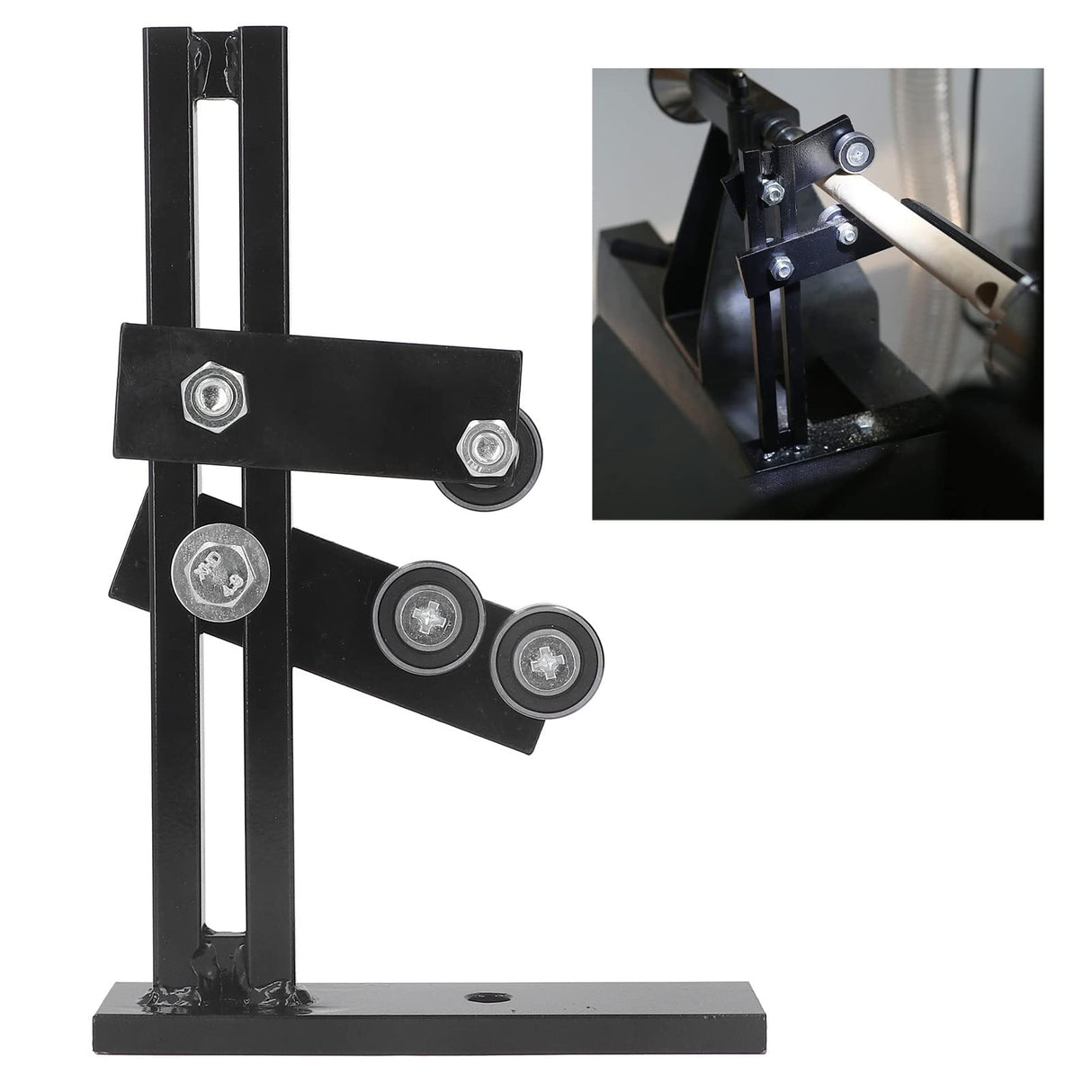 Wood Lathe Steady Rest, Woodworking Wood Lathe Tools and Accessories with 3 Fixing Wheels & Adjustable Wheel Position, L Shape Stable Lathe Tool Rest Wood Cast Iron Steady Rest Focket