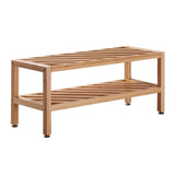 Flyxiregg 2-Tier Bamboo Shoe Rack Bench, Stackable Shoe Storage Bench Organizer Free Standing Shoe Shelf for Entryway and Closet Hallway, Bamboo Rack in Different Combinations, 27.6"x10.3"x11" (Wood) Flyxiregg