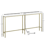 SONGXIN 70.9 Inch Console Table with Power Outlet,Modern Narrow Long Sofa Table Behind Couch,Skinny Entry Table with Gold Metal Frame for Entryway,Living Room, Hallway,Marble White SONGXIN