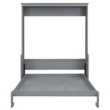 Harper & Bright Designs Queen Size Murphy Bed with Storage Shelf, Wooden Queen Platform Bed Frame, Space-Saving Wall Bed for Guest Room or Home Office, No Box Spring Needed, Noise Free (Gray) Harper & Bright Designs