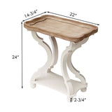 PARISLOFT Walnut Wood Coffee Table,French Country Inspired Nightstands,Natural Wood Tray Top End Table for Living Room,Farmhouse Style PARISLOFT