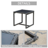 Patiorama 3 Pieces Outdoor Patio Furniture Set, Outdoor Wicker Conversation Set, Patio Rattan Chair Set, Modern Bistro Set with Coffee Table, Garden Balcony Backyard Poolside (Navy Blue) Patiorama