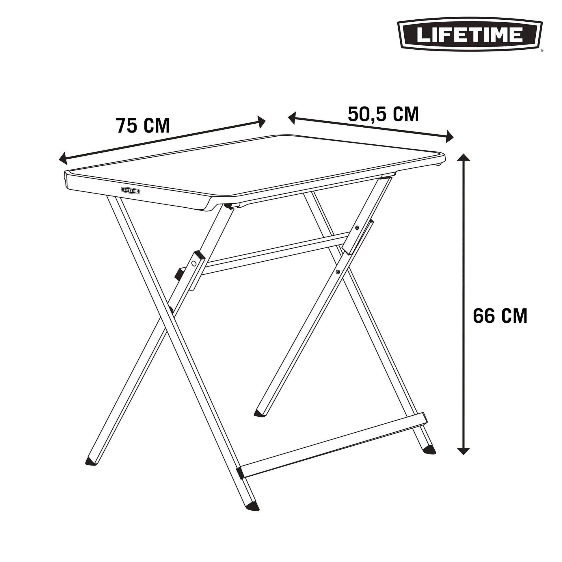 Lifetime Small Folding Table, Personal TV Tray - Portable - great for Kids, Camping, Cards, or Laptops - Plastic Black 30 Inch (80623) - WoodArtSupply