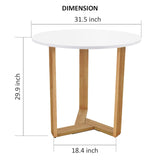 KithKasa 31.5" Mid Century Modern Round White Dining Table for 2-4, with Wood Legs & MDF Tabletop for Small Space Dining Room Narrow Nook KithKasa