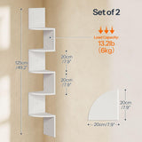 HOOBRO Corner Shelf Wall-Mounted, Set of 2 Floating Corner Shelves for Wall, 5-Tier Corner Bookshelves for Living Room, Bedroom, Bathroom, Home Office, White WT26BJP201 HOOBRO