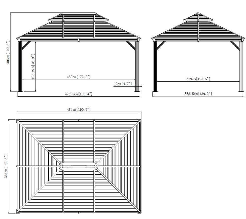 Sojag Outdoor 12' x 16' Mykonos Double Roof Hardtop Gazebo Outdoor Sun Shelter Sojag