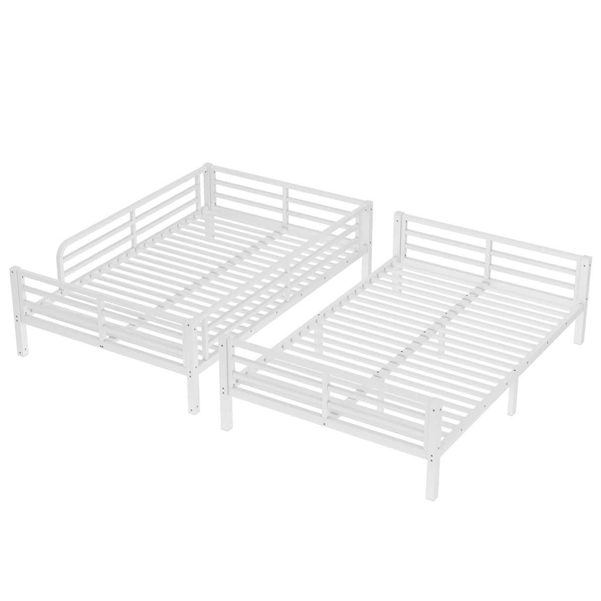 Bellemave Full XL Over Full XL Bunk Bed with Headboard and Build in Ladder, Heavy Duty Bunk Beds with Guardrail, Convertible Bunk Bed, Easy Assemble, Mattress Not Included, White Bellemave
