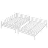 Bellemave Full XL Over Full XL Bunk Bed with Headboard and Build in Ladder, Heavy Duty Bunk Beds with Guardrail, Convertible Bunk Bed, Easy Assemble, Mattress Not Included, White Bellemave