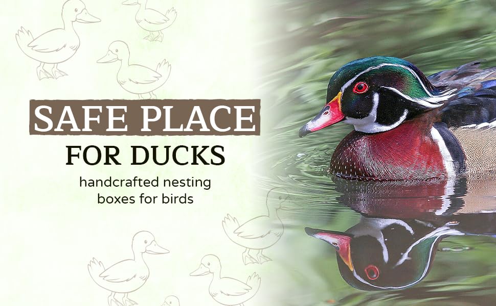 Made in USA, Premium Pine Wood Duck House, Ready to Install Nesting Box for Wood Ducks and Hooded Mergansers Applewood Outdoor