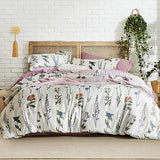 Bedsure Comforter Set King Size - Cute Floral Bedding Comforter Set, 3 Pieces, 1 Soft Reversible Coconut White Botanical Flowers Comforter and Pillow Shams Bedsure