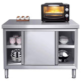 EHONXI Stainless Steel Commercial Worktable w/Sliding Doors for Prep & Work, 39" x 20" Commercial Kitchen Prep Table, Heavy Duty Workbench w/Cabinet for Home, Restaurant, Hotel and Garage EHONXI