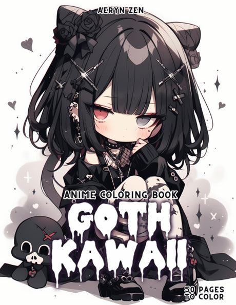 Anime Coloring Book: Goth Kawaii: Manga Art & Anime Enthusiasts Stress Relief Adult Coloring WoodArtSupply