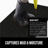 Gorilla Grip Waterproof Heavy Duty Traffic Guard Doormat, Stain and Fade Resistant, Durable Rubber, Low Profile Door Mat, Shoe Scraper, Welcome Mats for Entry, 29x17, Jet Black Gorilla Grip