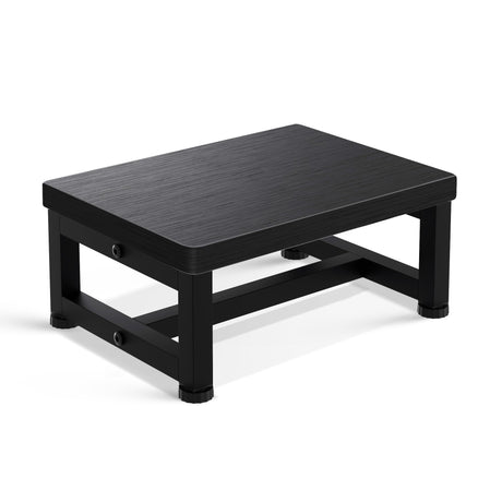 Step Stools for Adults Kids, Sturdy Wooden Stepping Stools with 450LB Capacity, Anti-Slip Bed Steps Stool for High Beds, Foot Stool One Step Stool for Kitchen Bathroom Bedroom, Black STAFOPO