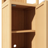 JUSTHERE Freestanding Bamboo Bathroom Storage Cabinet with Doors and 3 Shelves JUSTHERE
