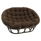 International Caravan Bali Rattan Double Papasan Chair with Twill Cushion Chocolate International Caravan