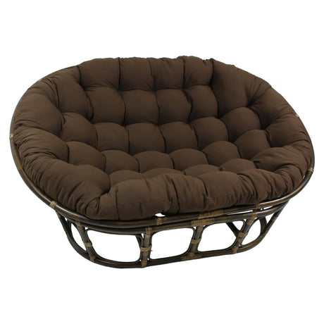 International Caravan Bali Rattan Double Papasan Chair with Twill Cushion Chocolate International Caravan