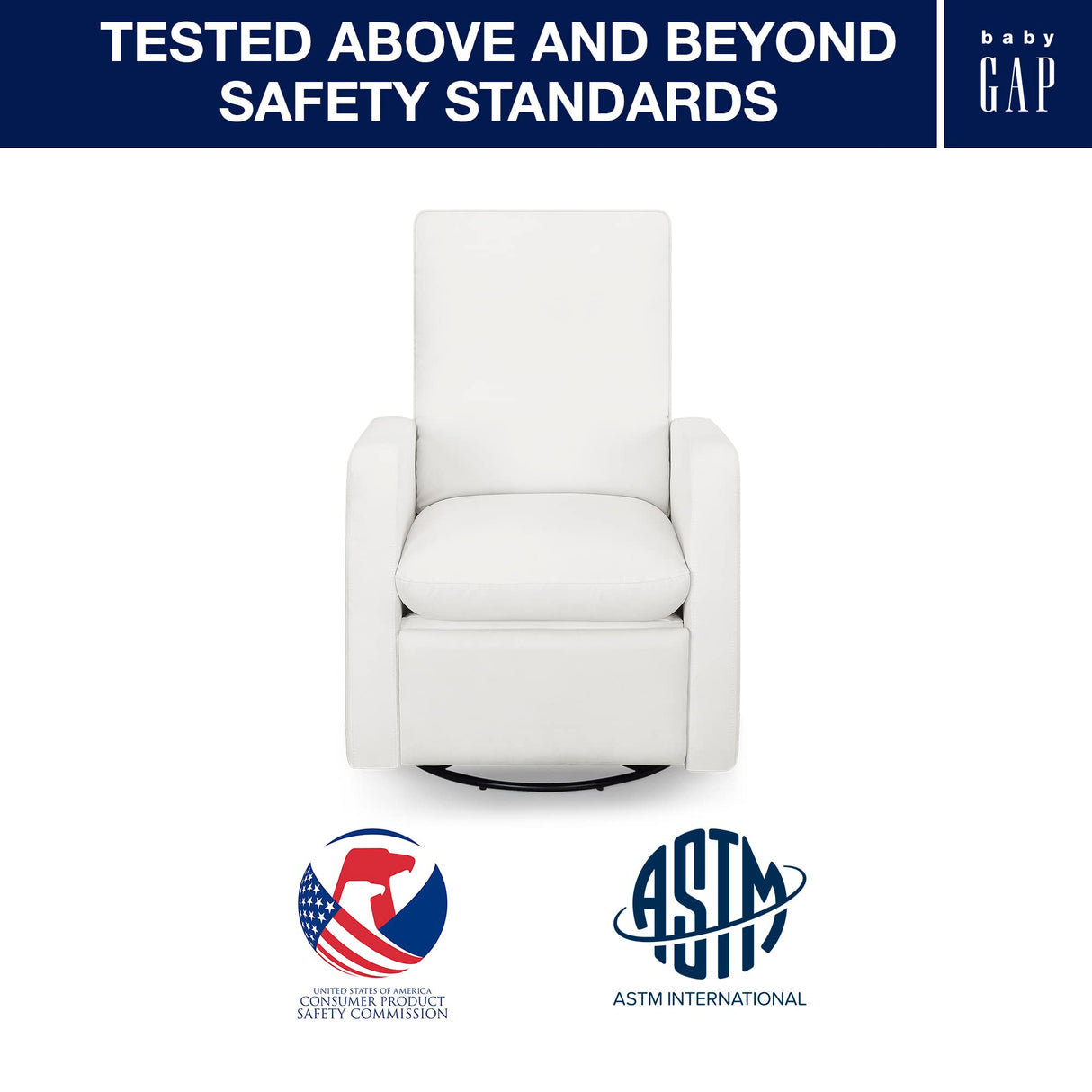 GAP babyGap Cloud Recliner with LiveSmart Evolve - Sustainable Performance Fabric, Artic Delta Children