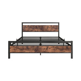 BOFENG Black Queen Size Bed Frames with Wood Headboard,Heavy Duty Platform Bed Frame with Storage No Box Spring Needed,Mattress Foundation,Strong Steel Slats,Noise Free,Brown BOFENG