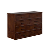 AFI, Tucson Queen Wood Murphy Bed Chest with 6" Mattress, Storage Drawer & Built-in USB Charger, Walnut AFI