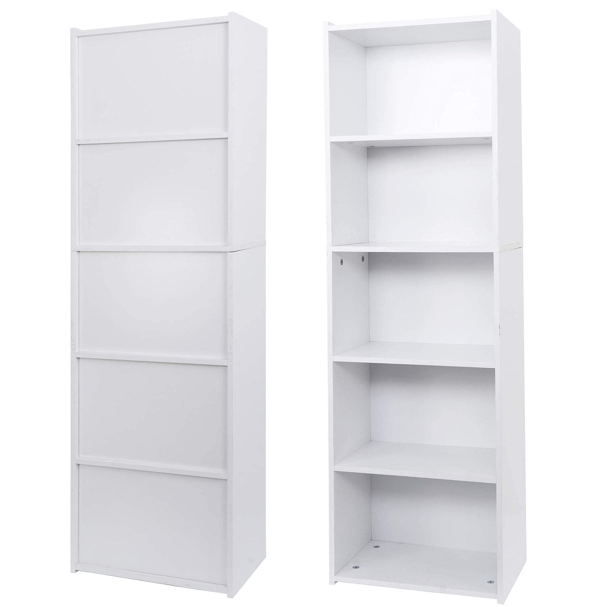 ZENY 5-Tier Shelf Bookcase, Freestanding Wood Storage Display Open Bookshelf for Home Office, White ZENY