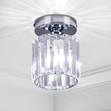 FRIXCHUR Small Chandelier Crystal Ceiling Light Semi Flush Mount Ceiling Lighting Fixture Modern Crystal Ceiling Light for Hallway Kitchen Island Dining Room Bedroom E26 Base Chrome FRIXCHUR