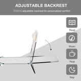 Outsunny Folding Chaise Lounge Chair, Pool Sun Tanning Chair, Outdoor Lounge Chair with Reclining Back, Breathable Mesh Seat, Headrest for Beach, Yard, Patio, Cream White Outsunny