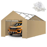 Carport Canopy Tent Sidewalls for 10x20x8.6FT Car Garage with Ball Bungees, Heavy Duty Portable Shelter Logic Replacement Covers (Frame is not Included) (Khaki) Yustuf