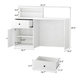 VOWNER Small Morden Reception Desk with LED Lighting, 39.4" H Office Counter with Storage Drawers, Secretary Desk with Power Outlets, Front Desk for Salon, Lobby – White (47.2" W x 18.9" D x 39.4" H) VOWNER
