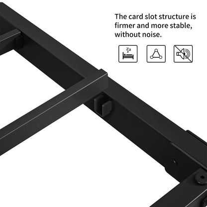 LOTCAIN Heavy Duty Metal Bed Frame with Wooden Headboard – Sturdy, Noise-Free Design for Twin XL/Queen/King Sizes - WoodArtSupply