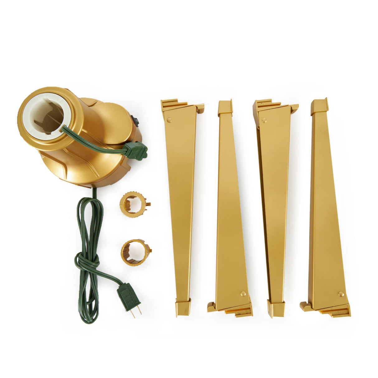 Home Heritage Artificial Christmas Tree Base Rotating Metal Stand for 1 to 1 1/2 Inch Diameter Artificial Christmas Tree Poles, 31 Inch, Gold Home Heritage