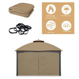 Tanxianzhe Gazebo Replacement Privacy Curtain with Zipper Outdoor Universal Privacy Panel Sidewall for 10' x 10' Gazebo (Khaki) Tanxianzhe