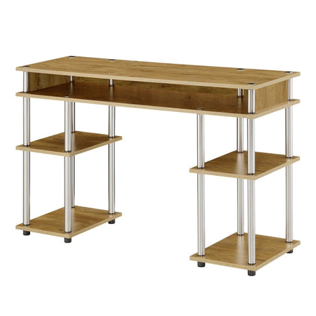 Convenience Concepts Designs2Go No Tools Student Contemporary Office Desk and Vanity with Shelves, 47.25" L x 15.75" W x 30" H, English Oak Convenience Concepts