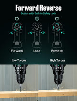 KIMO Hammer Drill - 20V 2X Battery Hammer Drill Cordless Drill Set, 3/8" Keyless Chuck, 350 In-lb Torque, 1350 RPM, 21+3 Position,14pcs Drill/Driver Bits, Power Drill Drivers for Brick Wall Concrete K I M O.