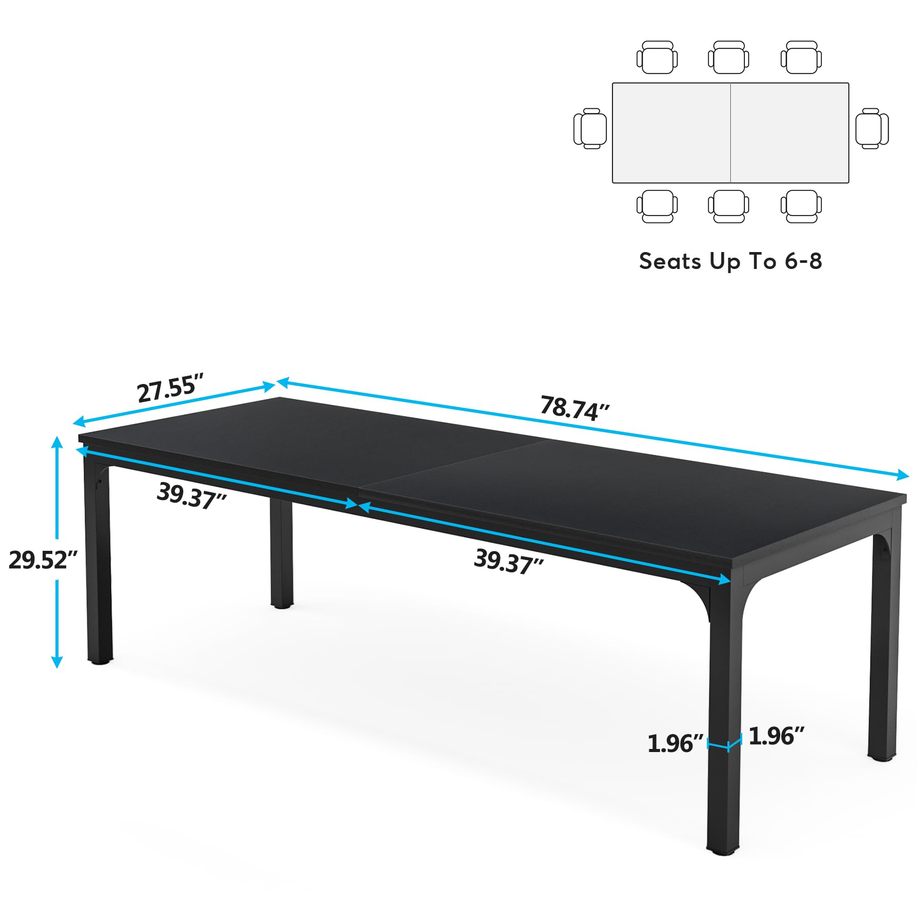 Tribesigns 6.5FT Conference Table, 78.7 Inche Rectangle Meeting Seminar Table, Large Business Tables for 6-8 People (Only Table) - WoodArtSupply