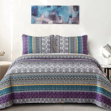 WONGS BEDDING Boho Quilt Set Twin Size, Purple Bohemian 2 Pieces Quilt Sets, Lightweight Bedspread Coverlet Bedding Set for All Season (86"x68") WONGS BEDDING