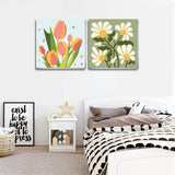 cupmod 2 Pack Framed Paint by Number for Kids,Easy Flower Painting Paint by Numbers Kits on Canvas,DIY Acrylic Oil Painting for Home Wall Decor(8x8inch) cupmod