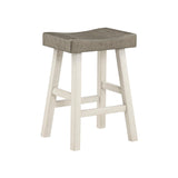 Lexicon Farmhouse Bar Table Set for 3 with Saddle Stools - Stylish White/Coffee Kitchen Dining Set Lexicon