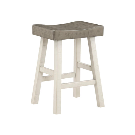 Lexicon Farmhouse Bar Table Set for 3 with Saddle Stools - Stylish White/Coffee Kitchen Dining Set Lexicon