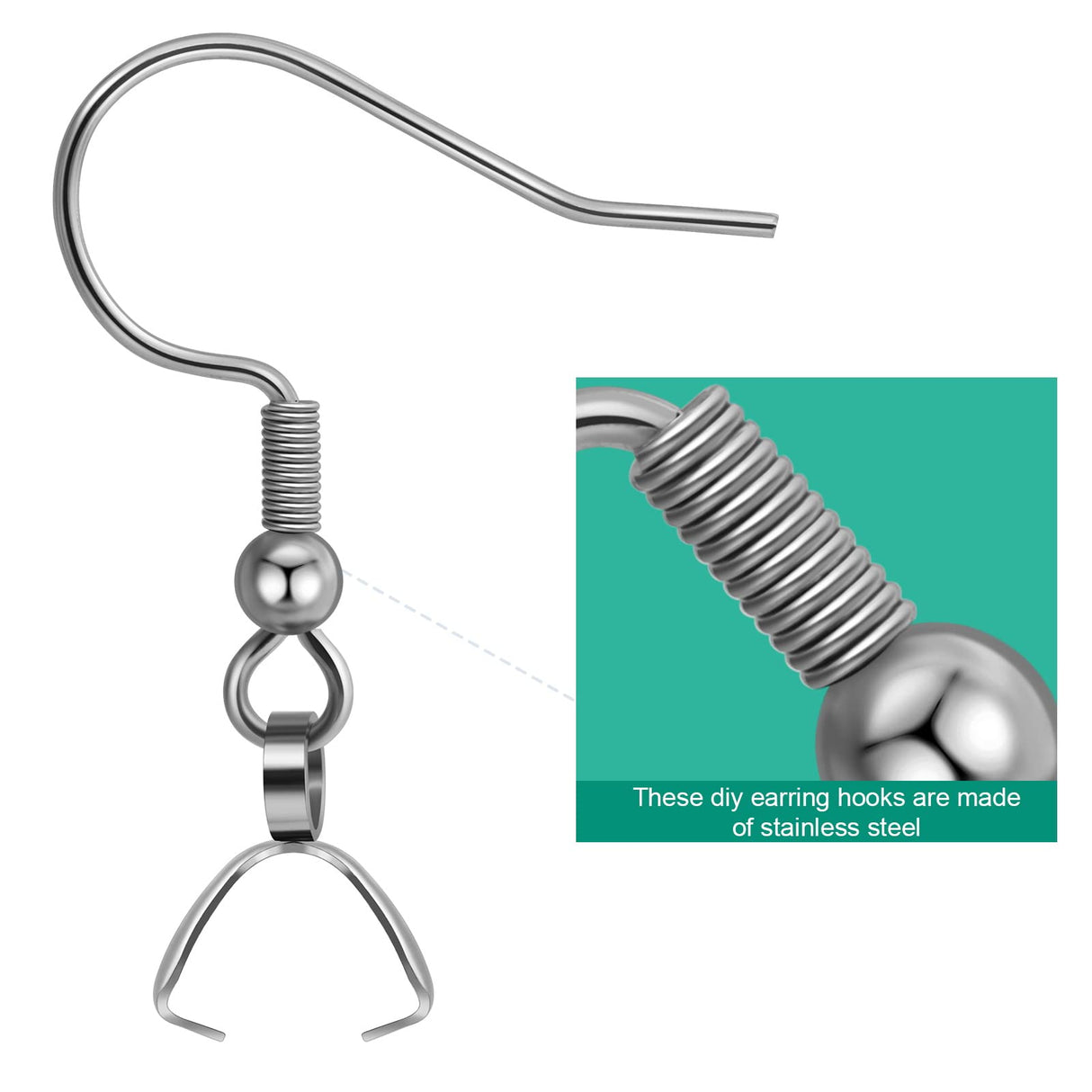 Earring Hooks 50PCS/25Pairs, Stainless Steel Ear Wires Fish Hooks, Hypo-allergenic Jewelry Findings Parts for DIY Jewelry Making MENKEY