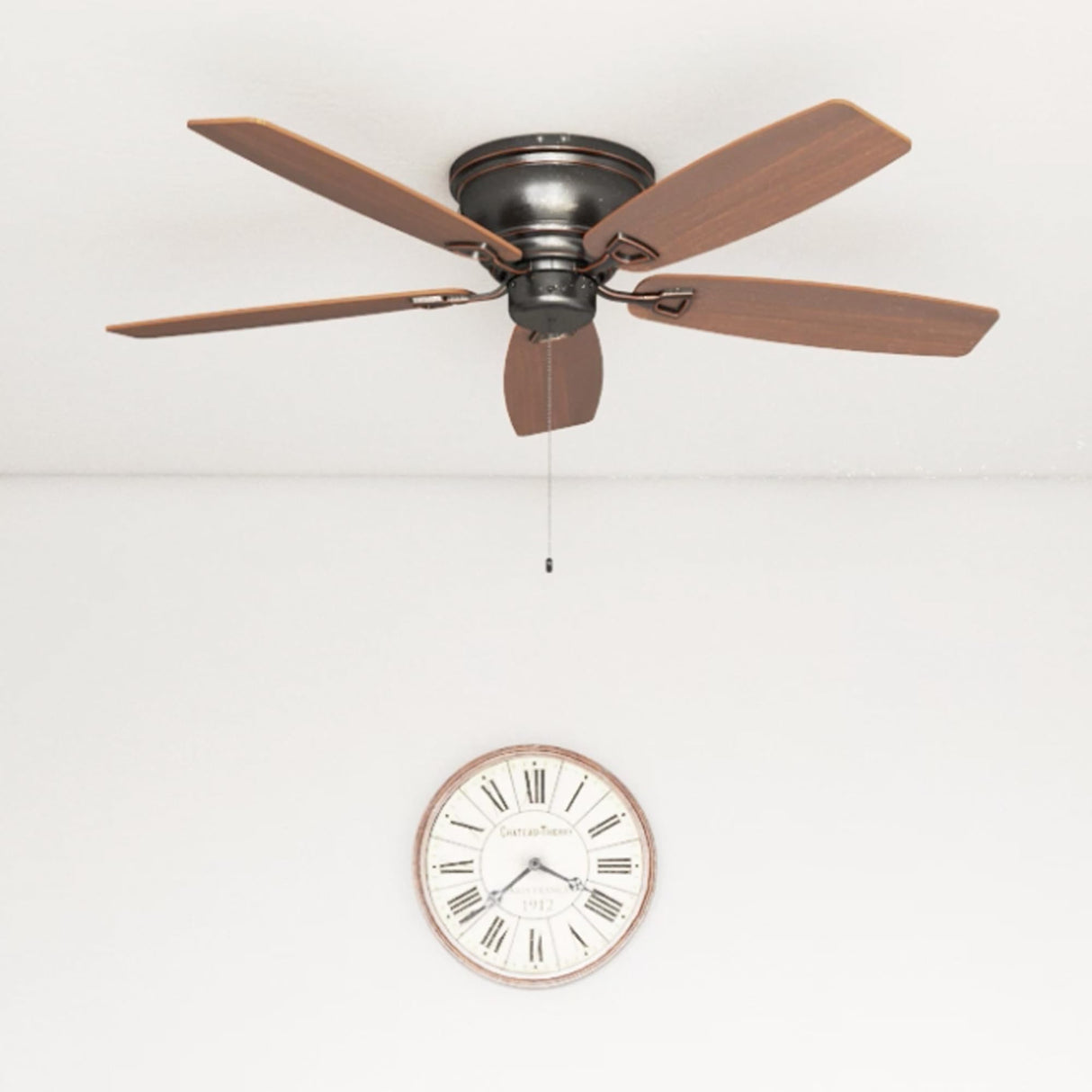 Honeywell Ceiling Fans Glen Alden, 52 inch Classic Flush Mount Indoor Ceiling Fan with No Light, Pull Chain, Quick-2-Hang Dual Finish Blades, Reversible Motor - 50516-01 (Oil Rubbed Bronze) Honeywell Ceiling Fans