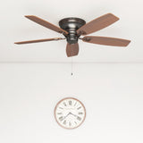 Honeywell Ceiling Fans Glen Alden, 52 inch Classic Flush Mount Indoor Ceiling Fan with No Light, Pull Chain, Quick-2-Hang Dual Finish Blades, Reversible Motor - 50516-01 (Oil Rubbed Bronze) Honeywell Ceiling Fans